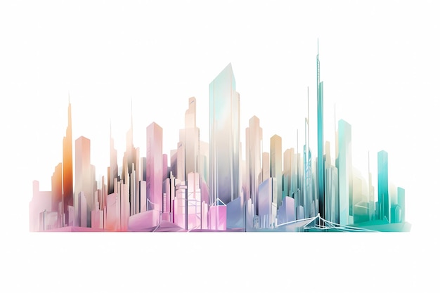 Cityscape on white background ai generated