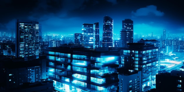 Городской пейзаж с голубым небом и надписью «Токио» вверху.