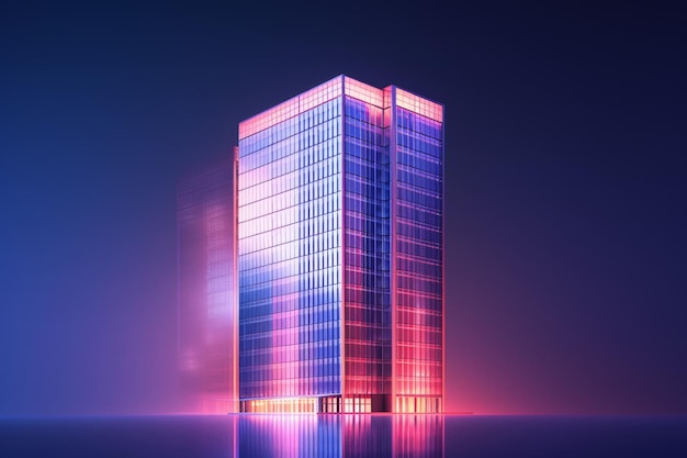 Photo a cityscape with buildings lit up in neon colors