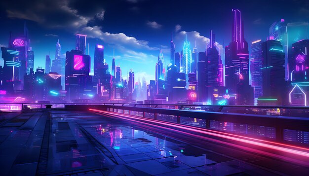 Cityscape with Cyberpunk Fusion Vibes