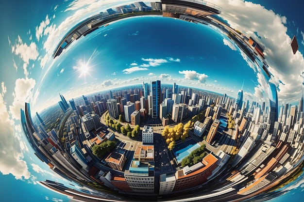 Cityscape with little planet effect