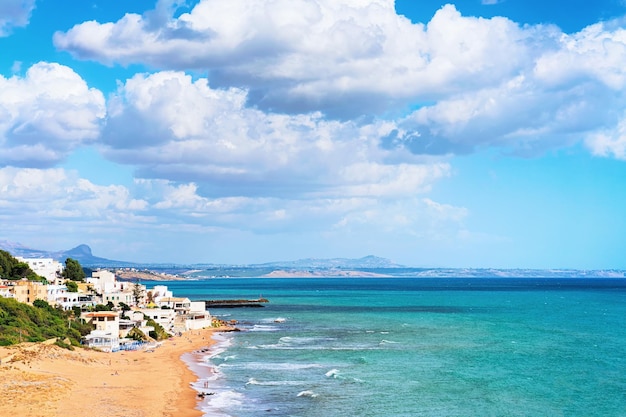 Cityscape with the Mediterranean Sea in Selinunte in Sicily, Italy