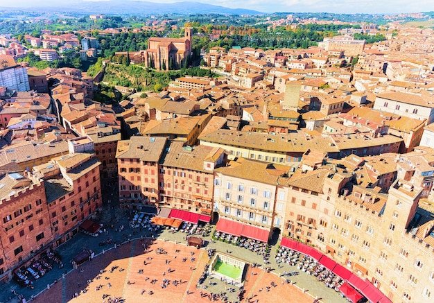 Cityscape with Piazza del Campo Square in Siena, Tuscany, Italy