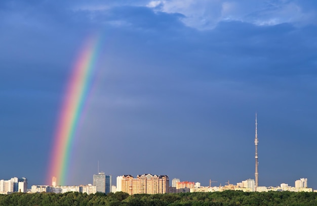 Cityscape with rainbow