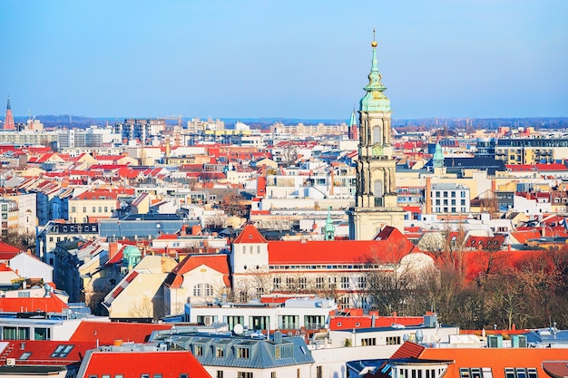 Cityscape with red roofs of buildings in Berlin, Germany