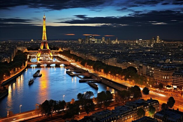 Photo a cityscape with a river and a bridge in the background