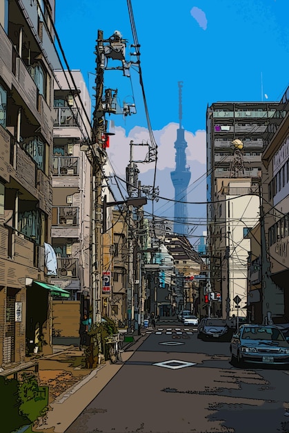 スカイツリーの都市風景
