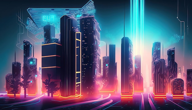 Cityscape with space Future city technology style