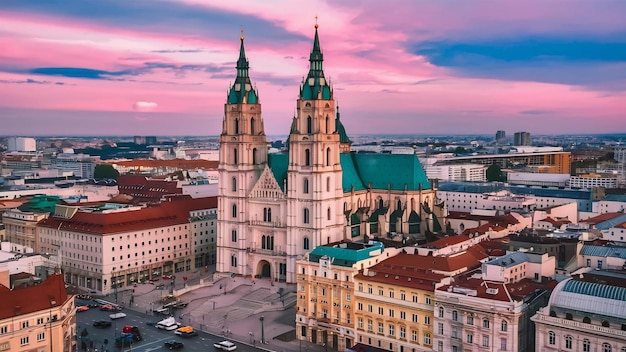 Cityscape with st stephen cathedral or saint stephansdom church in old city center in vienna in au