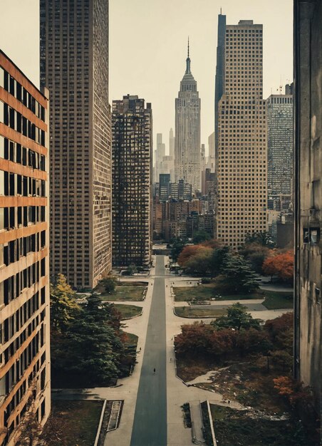 Foto a cityscape with a street and a building with a sign that says nyc on it