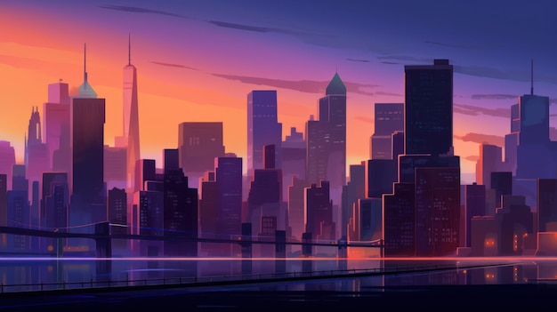 Minimalist City Sunset Buildings HD 4K Wallpaper #8.1390