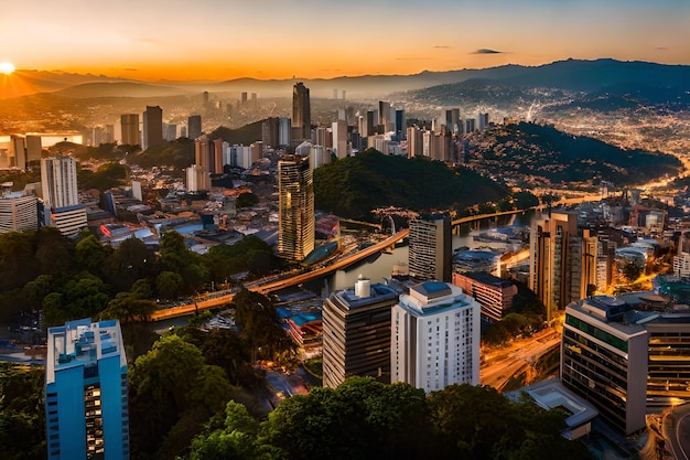 Photo a cityscape with a view of the city and the city skyline.