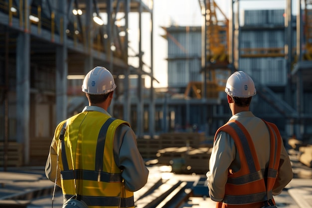 Civiele ingenieurs die toezicht houden op de bouw