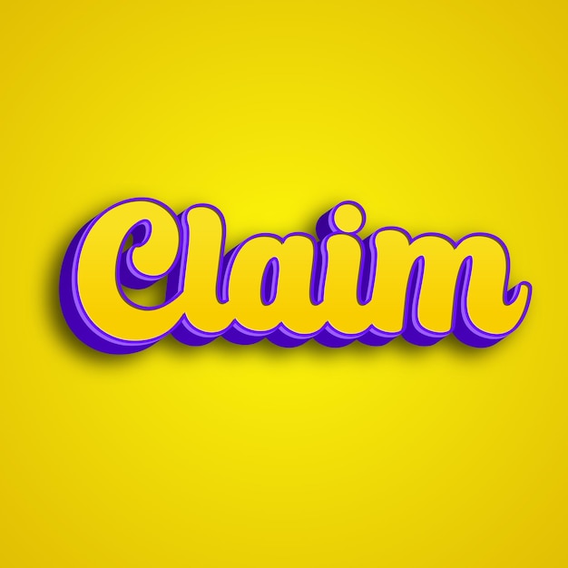 Claim typography 3d design yellow pink white background photo jpg