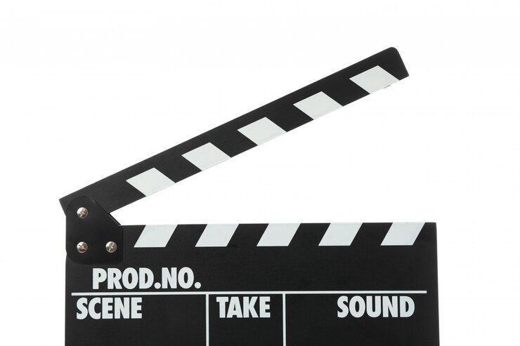 Photo clapper board isolated on white background