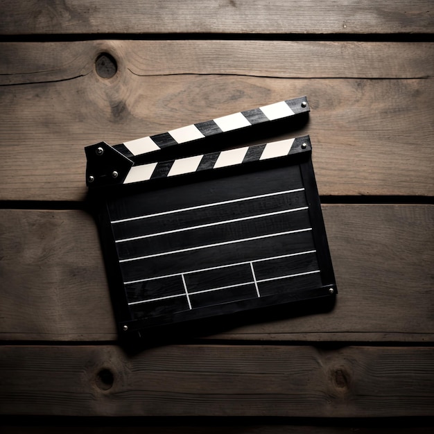 Photo clapper board on wood background generative ai