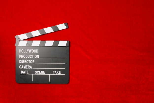 Clapperboard on velvet cloth