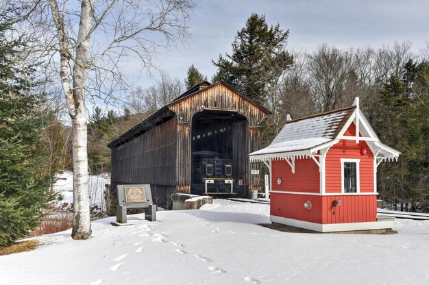 Clark's Trading Post Covered Bridge in Lincoln New Hampshire