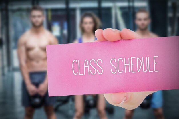 Photo class schedule against people background