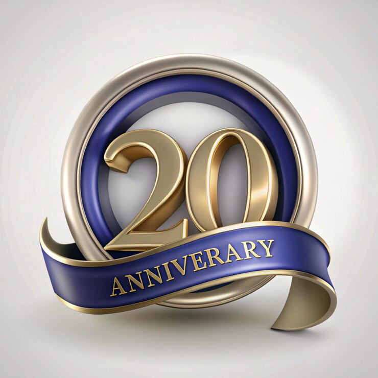 Photo classic 20th anniversary emblem design for posters and packaging