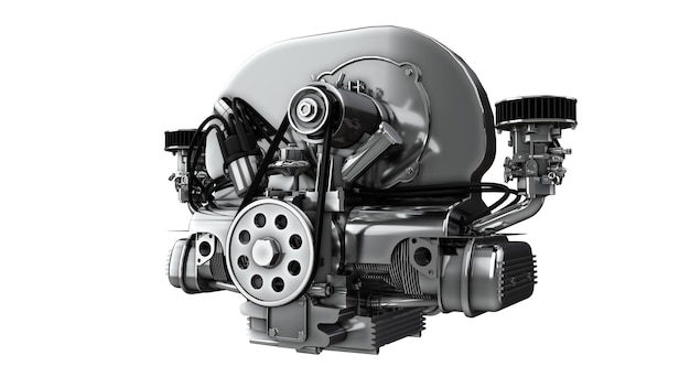classic aircooled engine 3d rendering isolated on white background