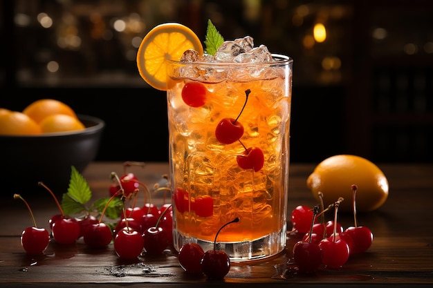 Classic Alcoholic Drink with Orange Cherry and Citrus