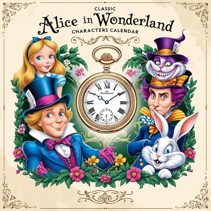 Photo classic alice in wonderland characters calendar