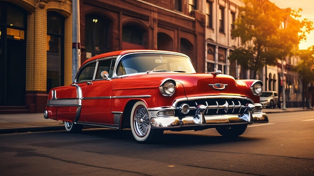 Classic american car parked