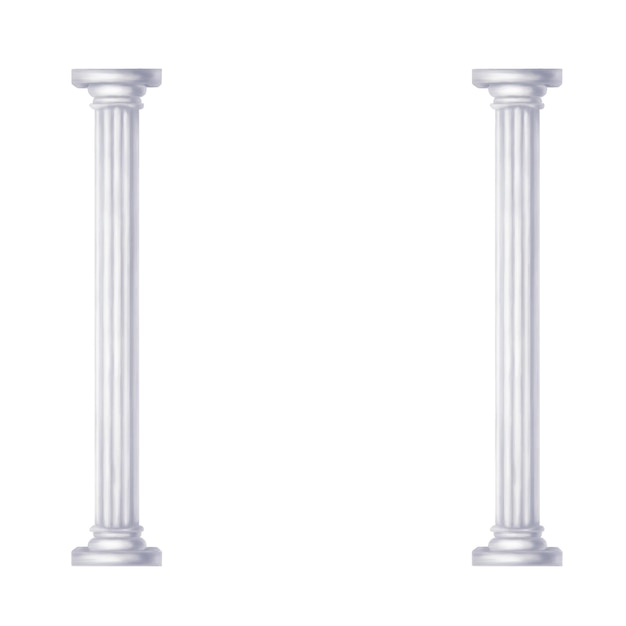 Classic antique white marble column in Roman and Renaissance style Digital illustration