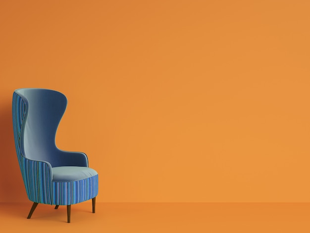 Классическое кресло синего цвета с копией пространства