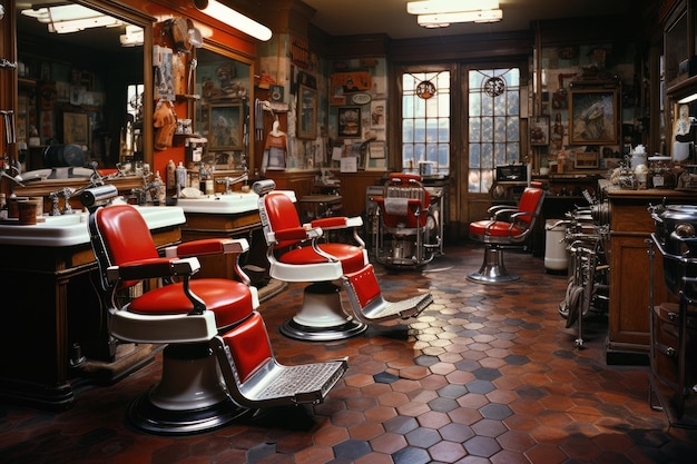 Classic barbershop in the USA circa 1970