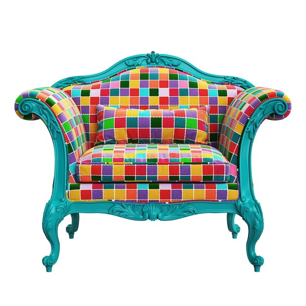 Classic baroque armchair in pop art style  isolated on white background