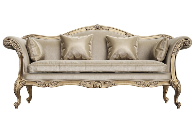 Classic baroque sofa isolated on white backgroundDigital illustration3d rendering