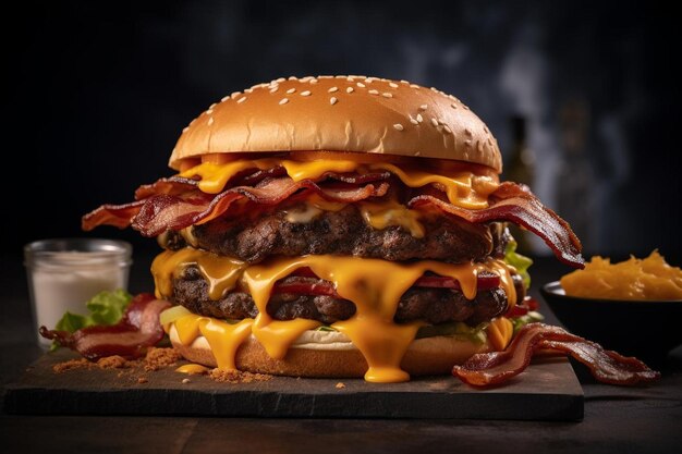 Premium Photo | Classic BBQ Bacon Cheeseburger