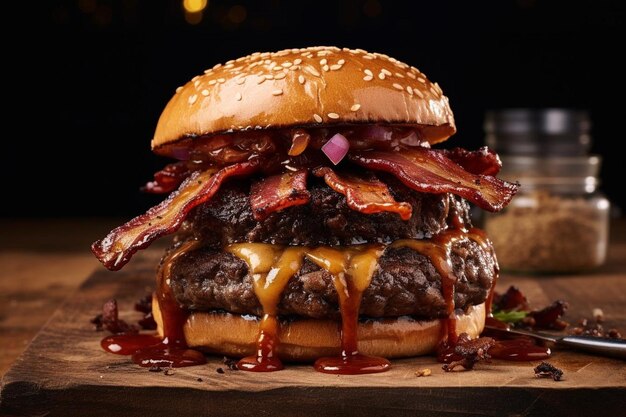 Premium Photo | Classic BBQ Bacon Cheeseburger