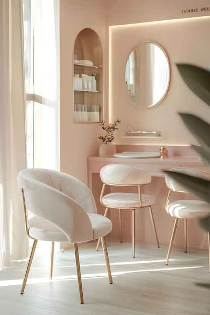 Photo classic beauty clinic interior with soft pastel accents