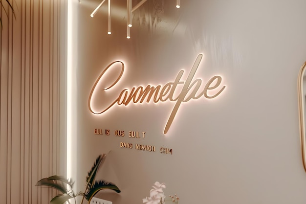 Photo classic beauty clinic signage in rose gold typography