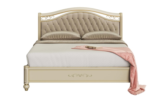 Letto classico su sfondo bianco rendering 3d