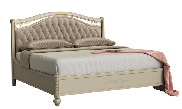 Classic bed on white background 3d rendering