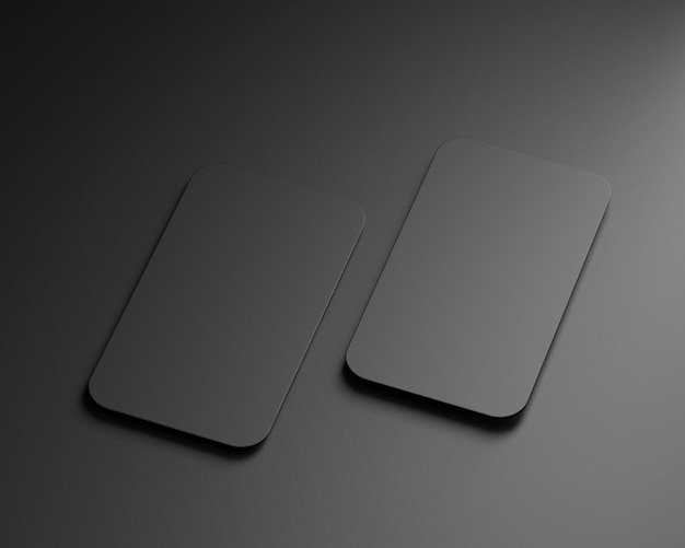 Classic Black Business Card Mockup Top View