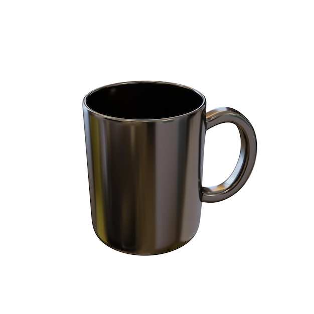 Classic black mug 3D render