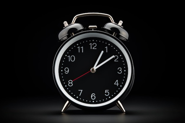 Classic black table clock isolated on a white background