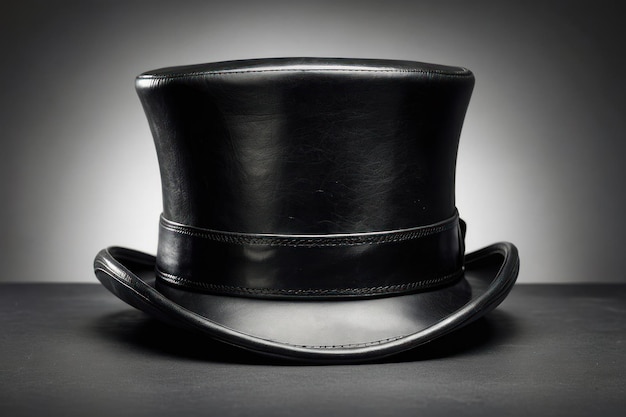 Foto classico cappello nero su sfondo grigio