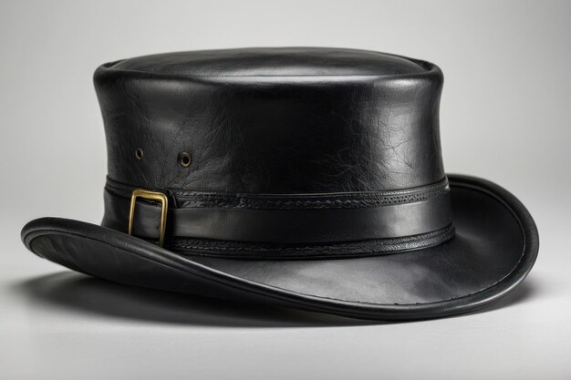 Classic Black Top Hat on Gray Background