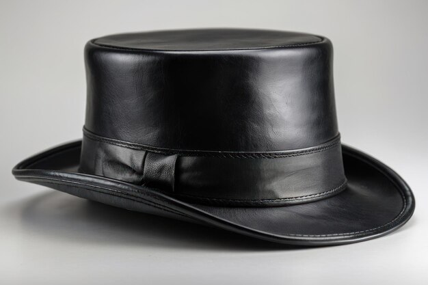 Photo classic black top hat on gray background