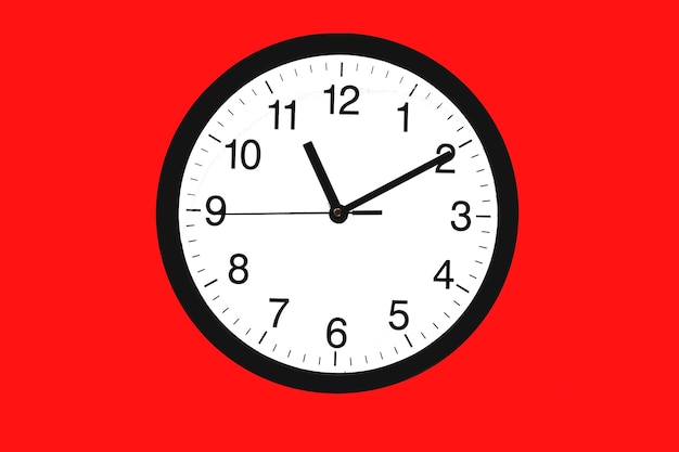 Photo classic black and white analog clock for background at eleven o'clock ten minutes