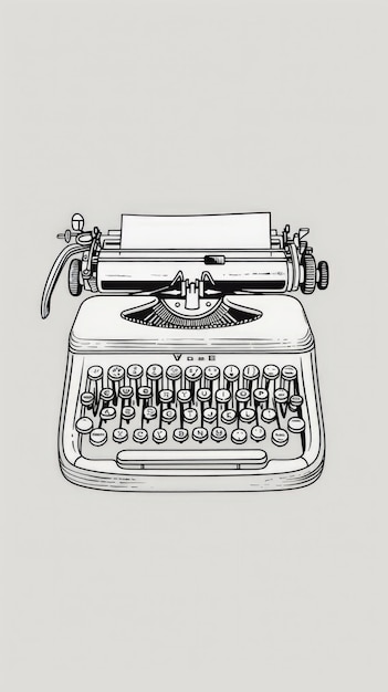 Photo classic black and white typewriter illustration on a neutral background