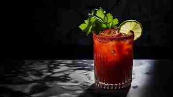 Photo classic bloody mary cocktail alcohol drink