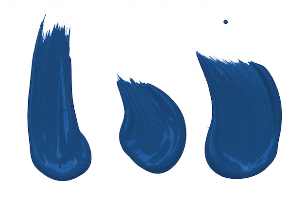 白い背景に分離された古典的な青いブラシストローク