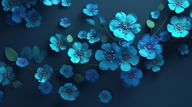 Classic Blue color of the Year 2020 Background with forget me nots in trendy color Generative Ai